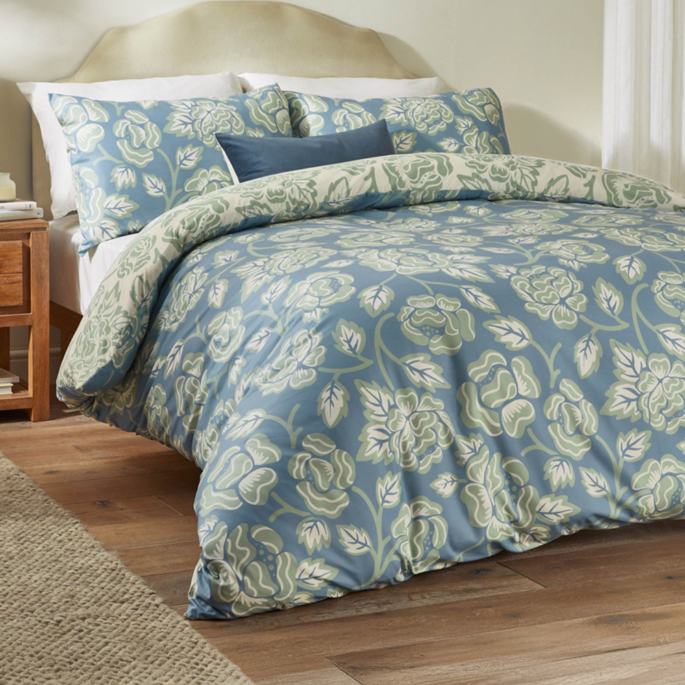 Duvet Day Camellia Double Blue Floral Printed Duvet Set Image 1
