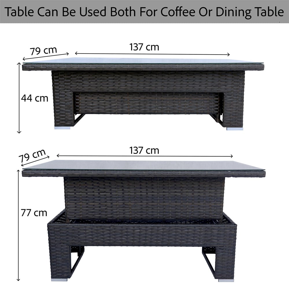 Shatchi Deluxe 9 Seater Steel Garden Sofa Set with Adjustable Table Image 9