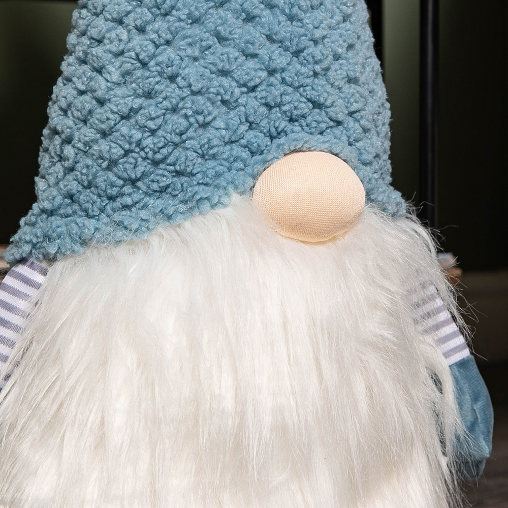 Samuel Alexander Blue Sitting Christmas Gonk Decoration with Knitted Hat 65cm Image 4