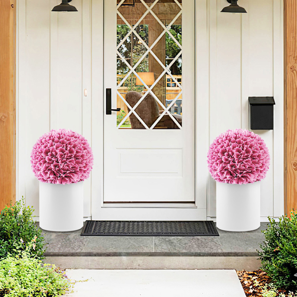 Costway 2 Piece Pink Topiary Ball Artificial Plant 28cm Image 4