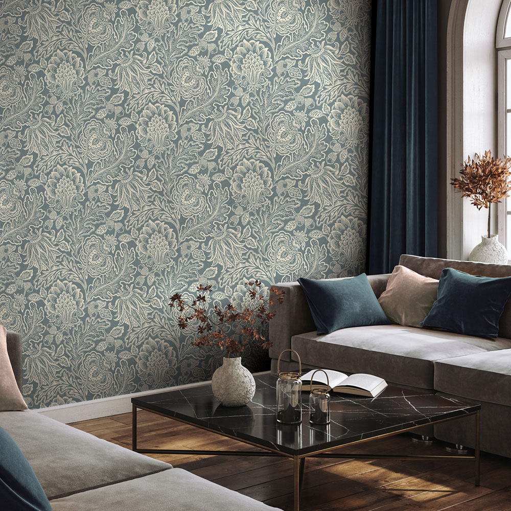 Belgravia Decor Fernhurst Floral Trail Green Wallpaper Image 2