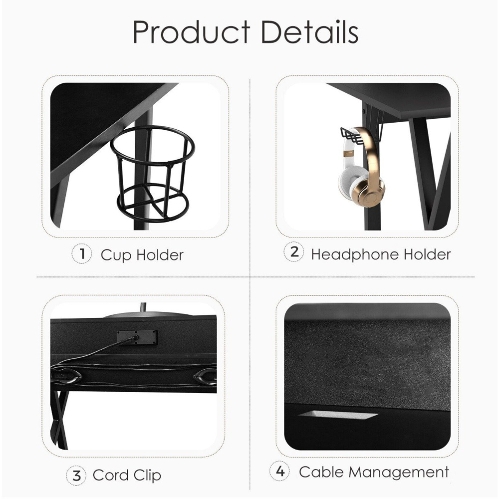 Costway X Shaped Gaming Computer Desk Black Image 7