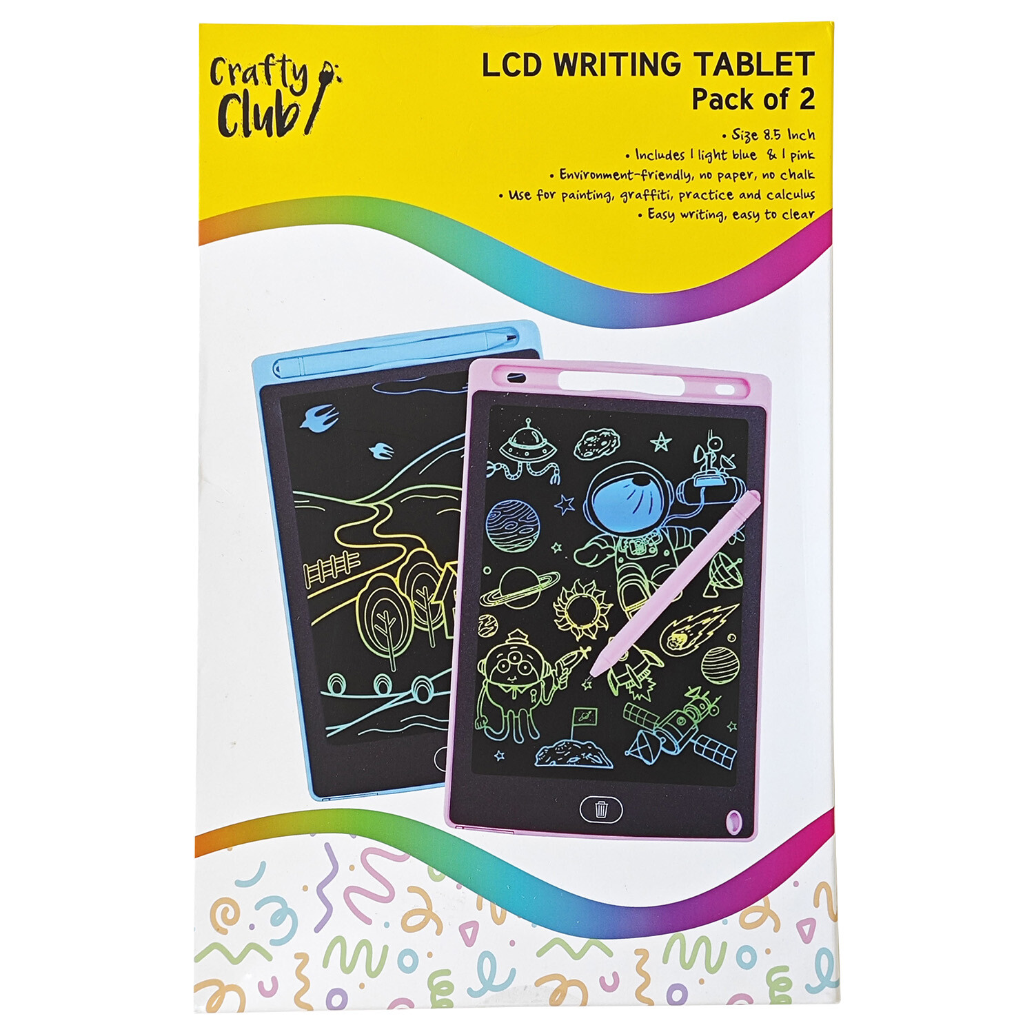 Pack of 2 LCD Writing Tablets - Multicolour Image 1