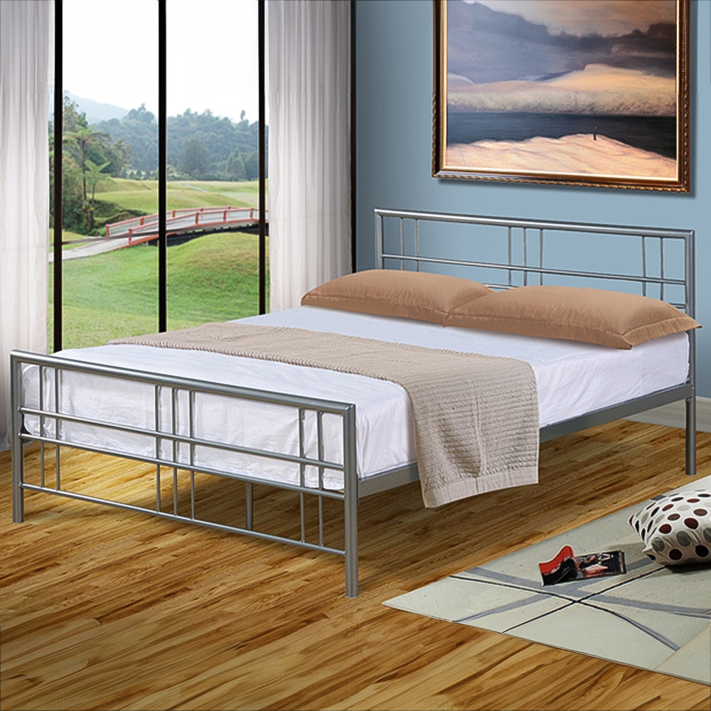 Brooklyn Single Silver Metal Bed Frame Image 1