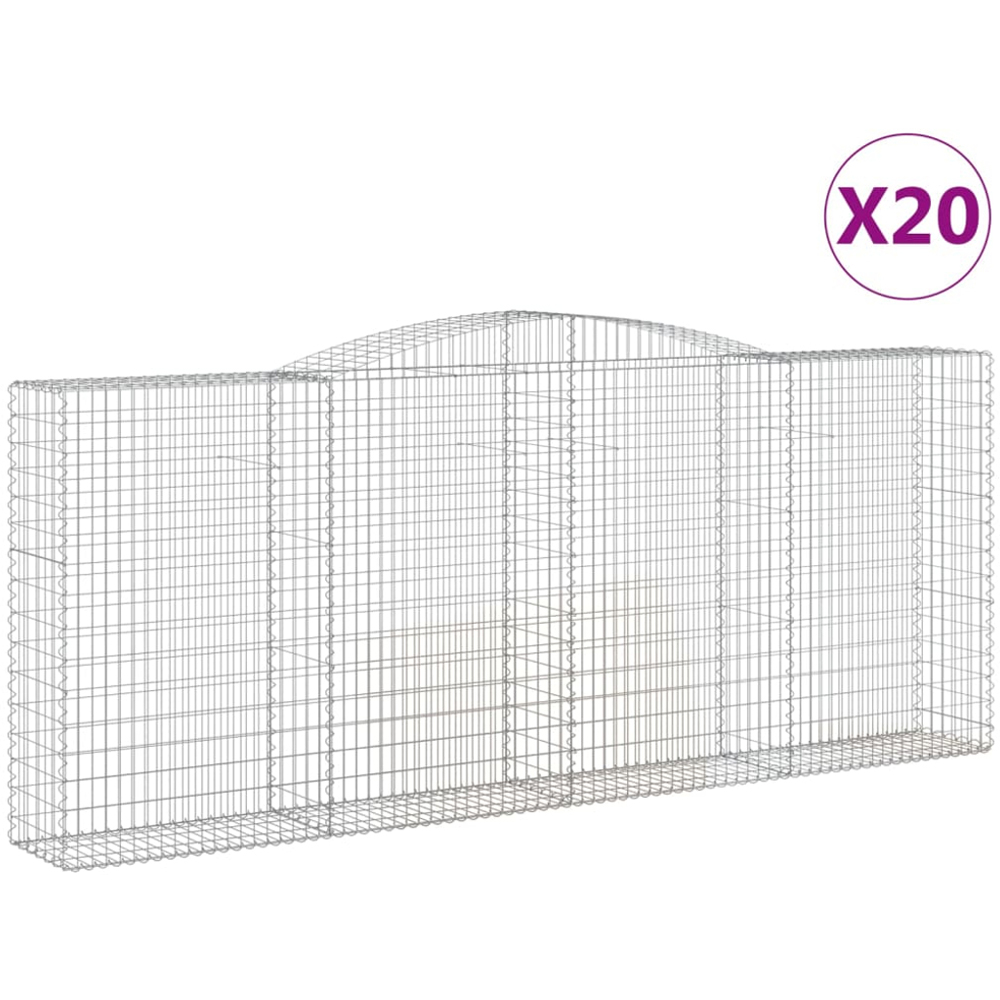 vidaXL Silver Galvanised Iron Gabion Basket 400 x 50 x 160/180cm 20 Pack Image 4