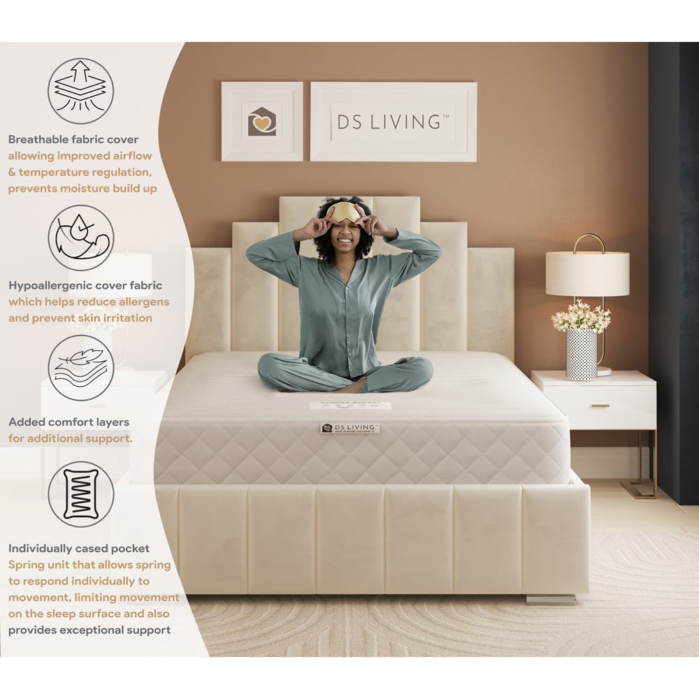 DS Living Aurora Sanctuary Single Gel Enhanced 1000 Pocket Sprung Hybrid Mattress Image 6