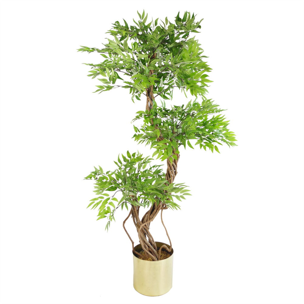 Leaf Japanese Fruticosa Ficus Artificial Tree in Plastic Pot 4.5ft Image 6