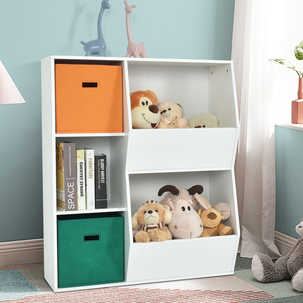Costway White Kids Storage Cabinet with Baskets Image 6