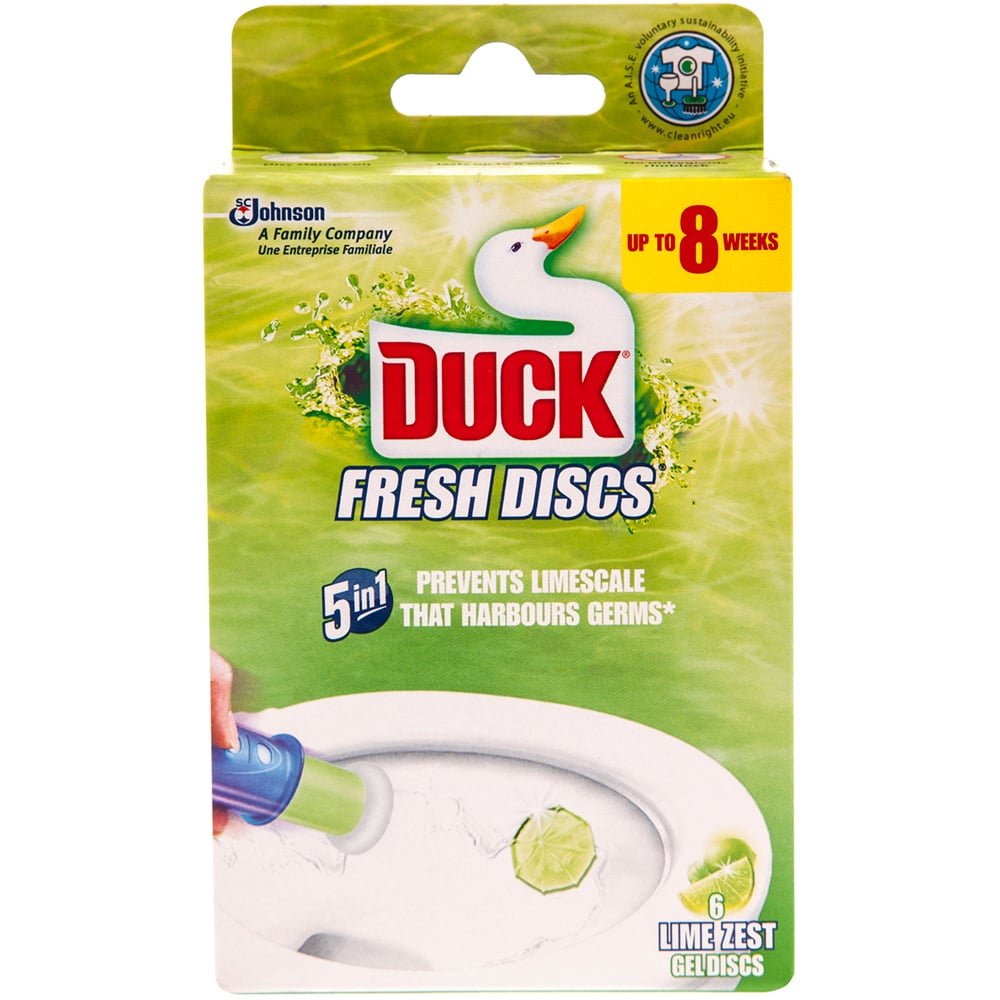 Duck 5 in 1 Lime Zest Toilet Fresh Disc 6 Pack Image 1