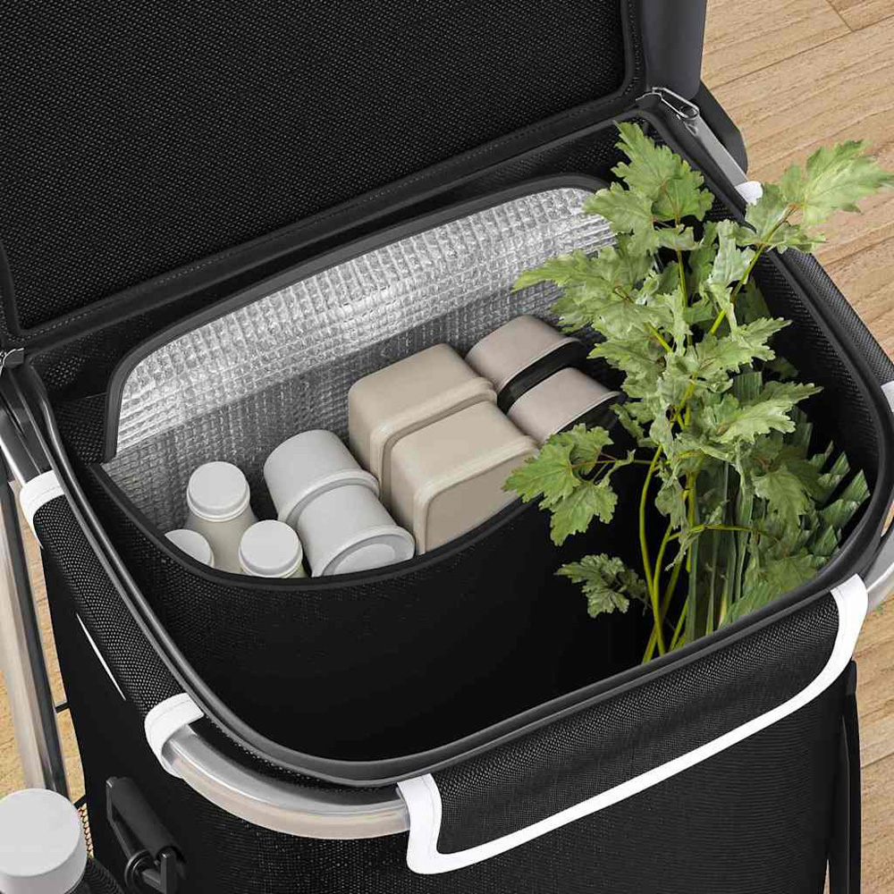 vidaXL 36.5 x 46.5 x 100.5cm Black Foldable Shopping Trolley Image 2