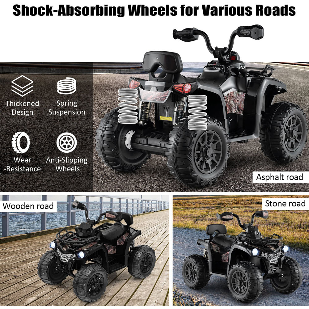 Costway Black Electric Powered Kids Ride On ATV 12V Image 6