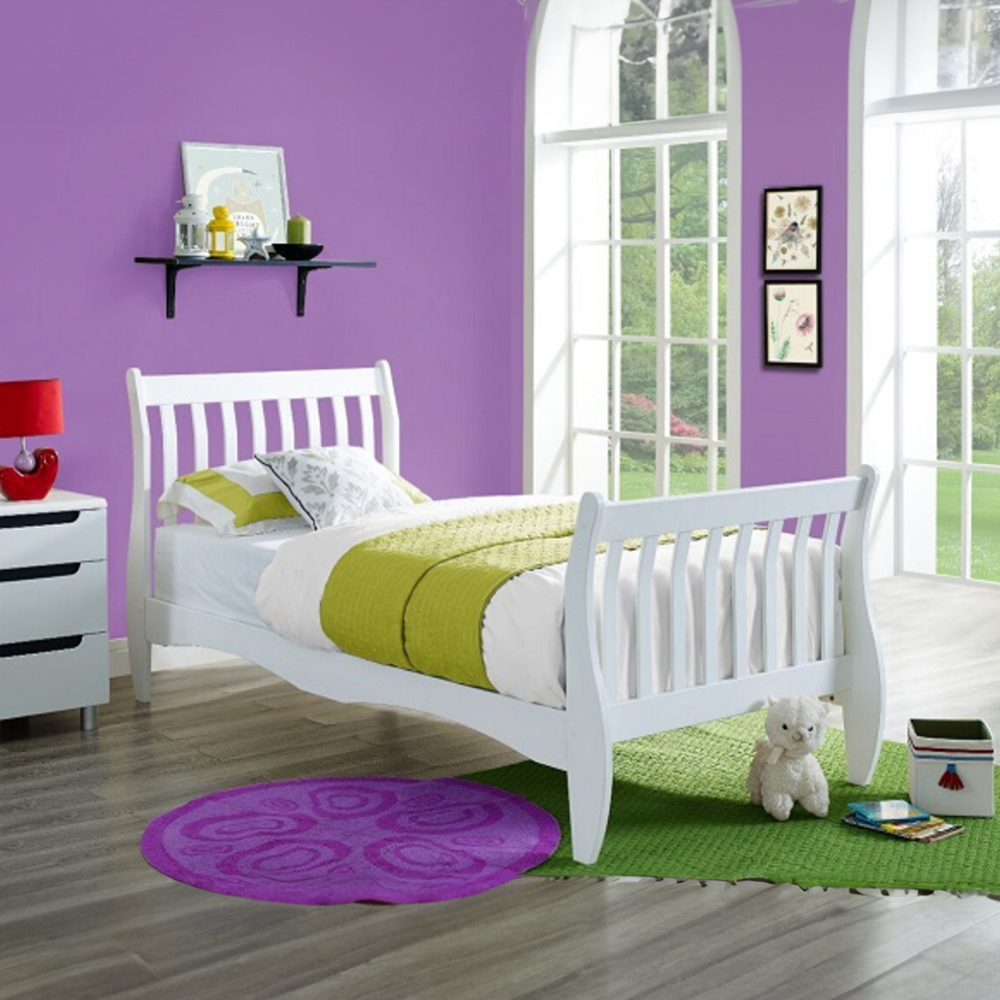 Home Detail Chester Single White Sleigh Bed Image 5