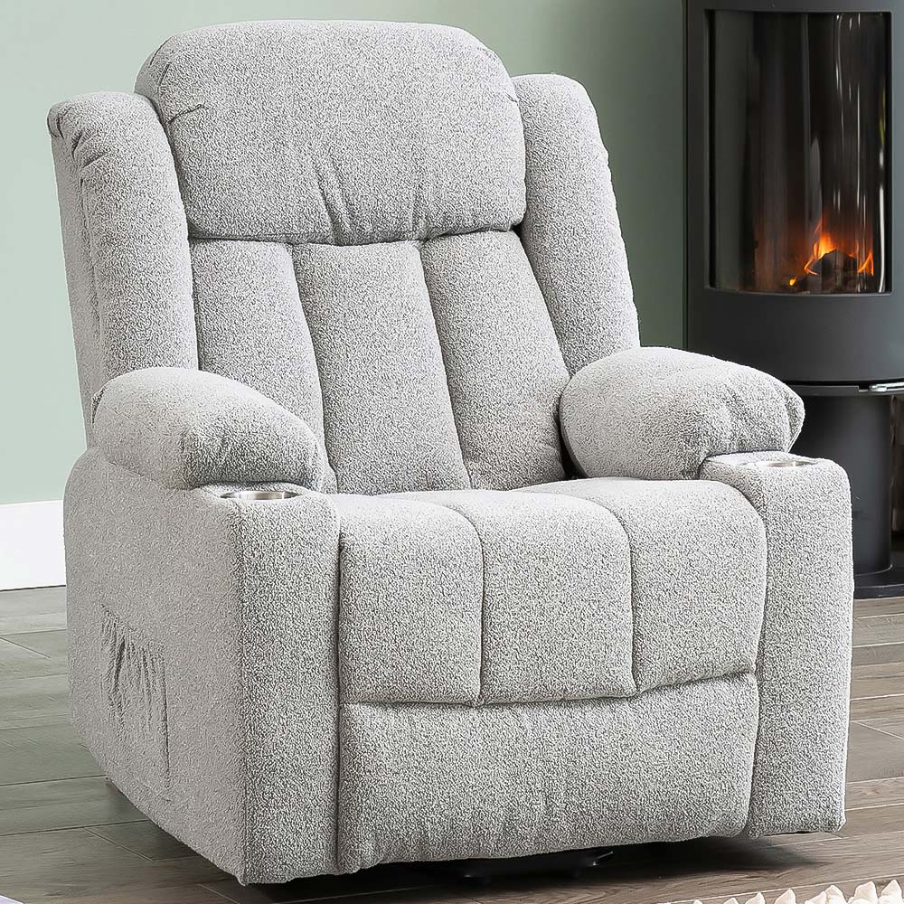 Artemis Home Redding Light Grey Massage and Heat Dual Motor Electric Lift Assist Recliner Chair Image 1