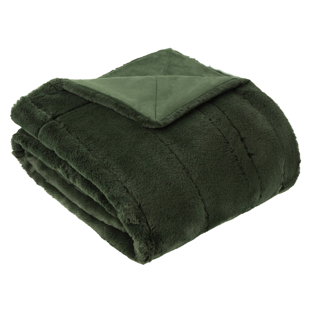 Paoletti Empress Pine Faux Fur Throw 130 x 180cm Image 2