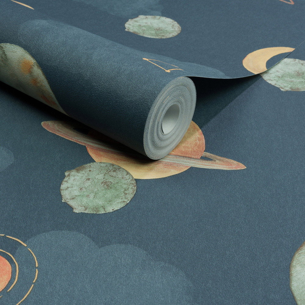 Grandeco Maury Planets and Constellations Navy Blue Wallpaper Image 2