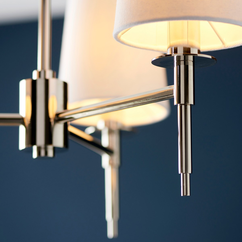 Merano Florence Multi Arm White and Nickle 3 Light Pendant Ceiling Lamp Image 4