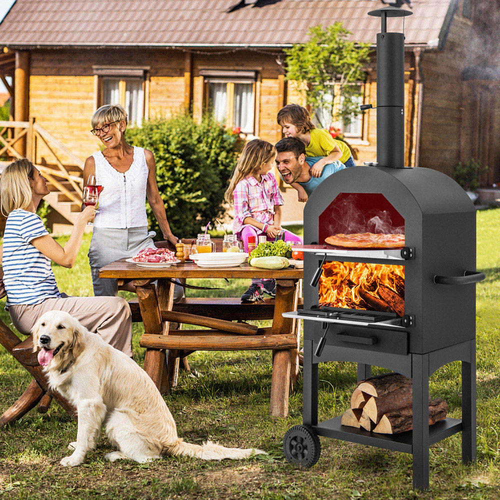 Costway Single Drawer Portable Pizza Oven with Built-in Thermometer and Ash Collector Image 2