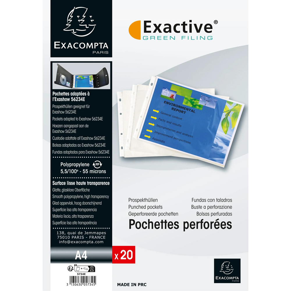 Exacompta Exactive Premium Crystal Punched Pocket 5 x 20 Pack Image 6
