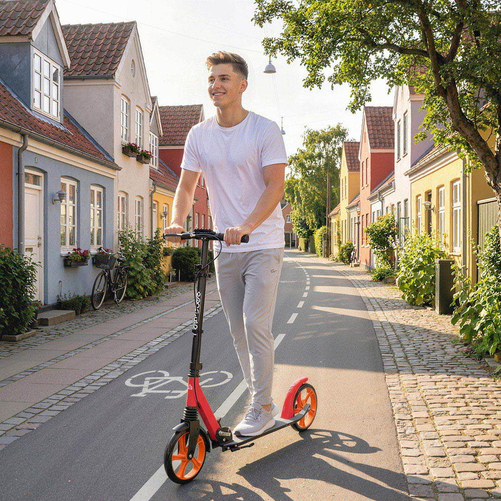 HOMCOM Red Adjustable Folding Kick Scooter Image 3