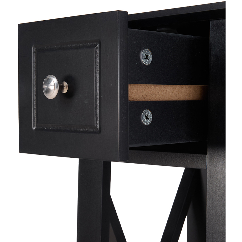 Living and Home Single Drawer Single Shelf Black Bedside Table Image 3