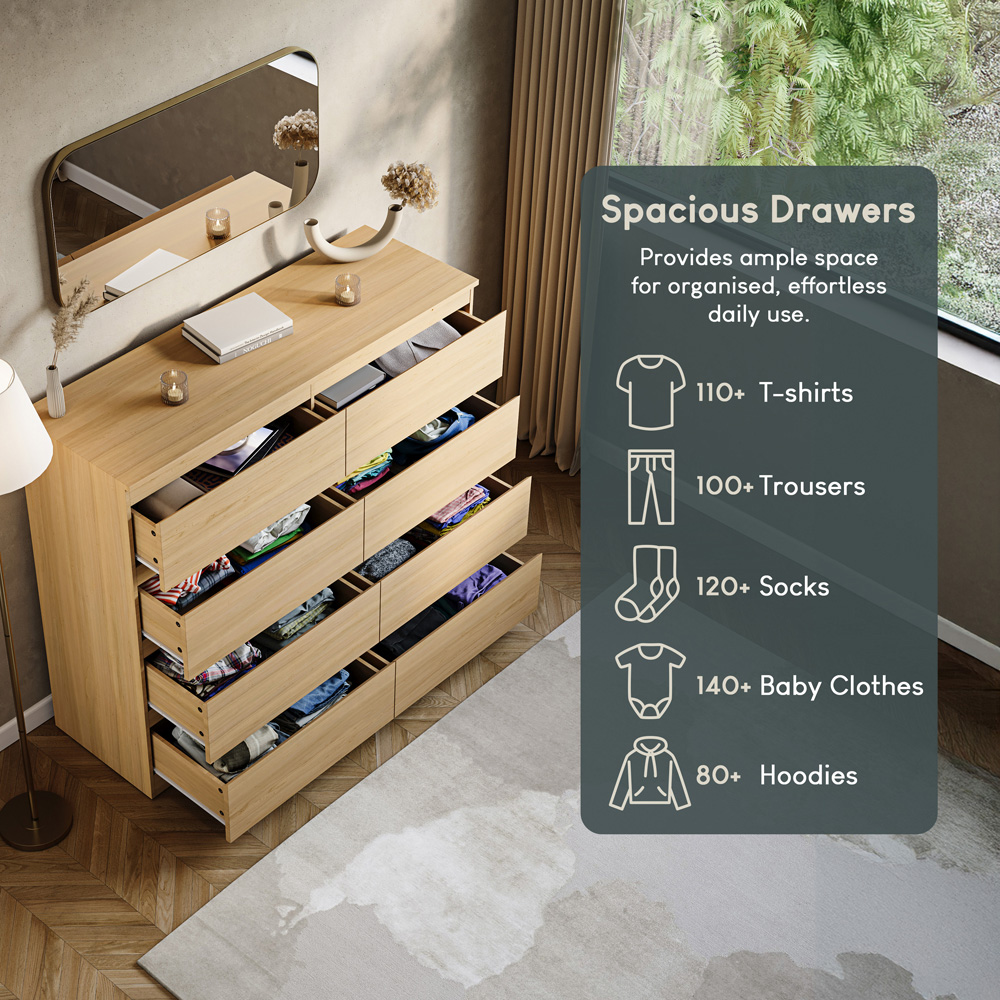 VIDA DESIGNS Denver 8 Drawer Pine Chest of Drawers Image 6