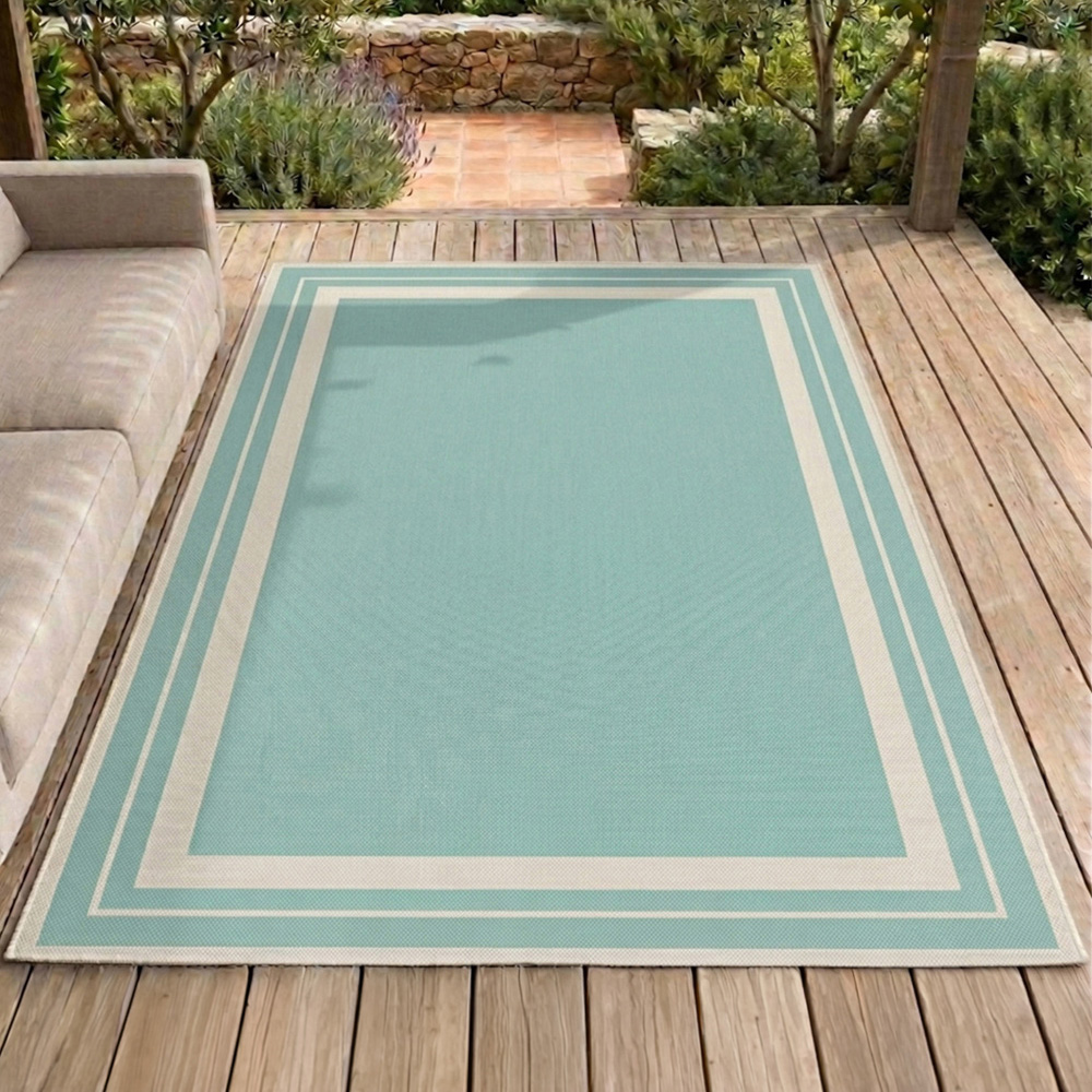Portland Rugstyle Aqua Border Rug 120 x 170cm Image 1