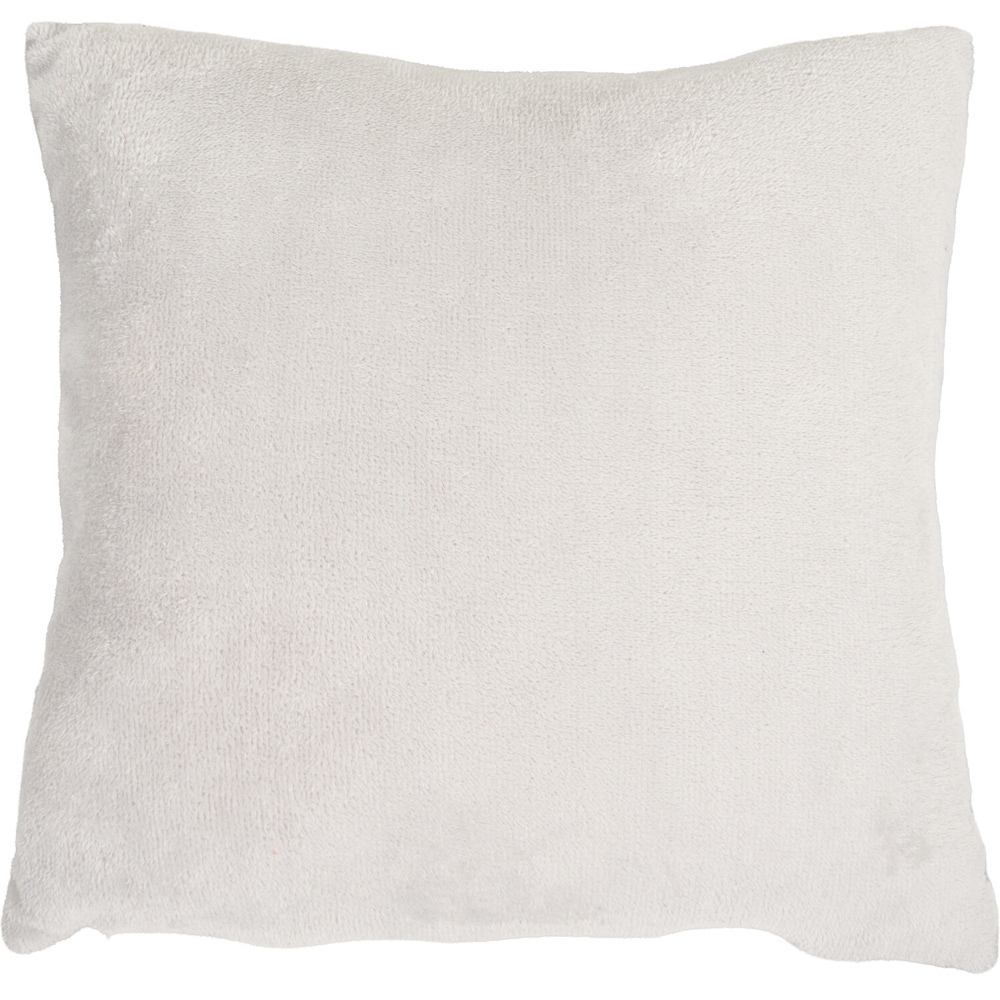Star Embroidered Faux Fur Cushion Silver Image 3