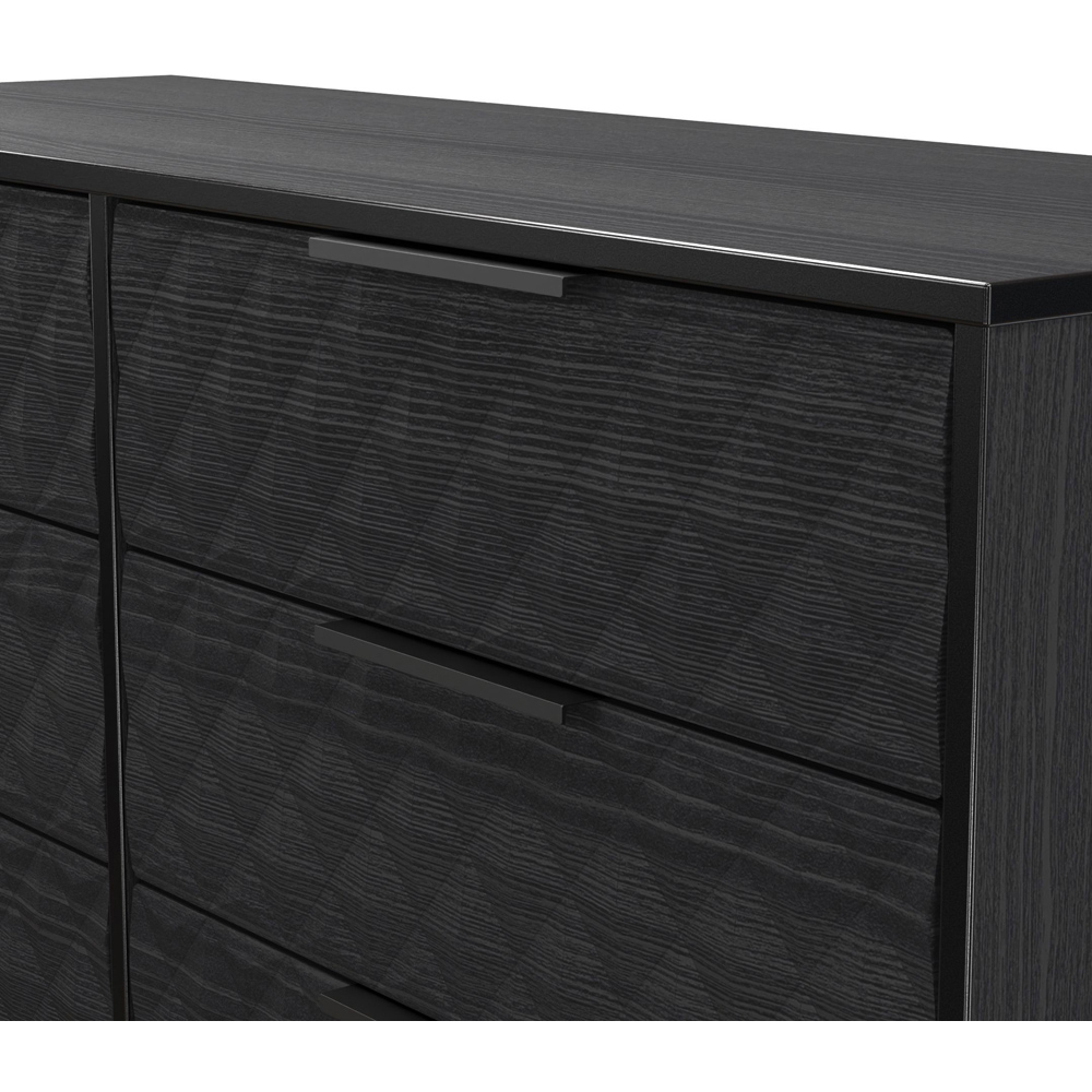 Crowndale Harlequin 6 Drawer Black Ash Wide Chest of Drawers Ready Assembled Image 5