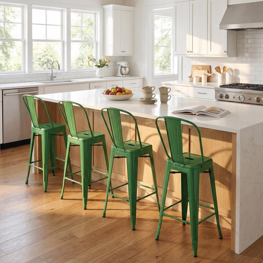 FWStyle Green Gloss Metal Bar Chair 4 Pack Image 5