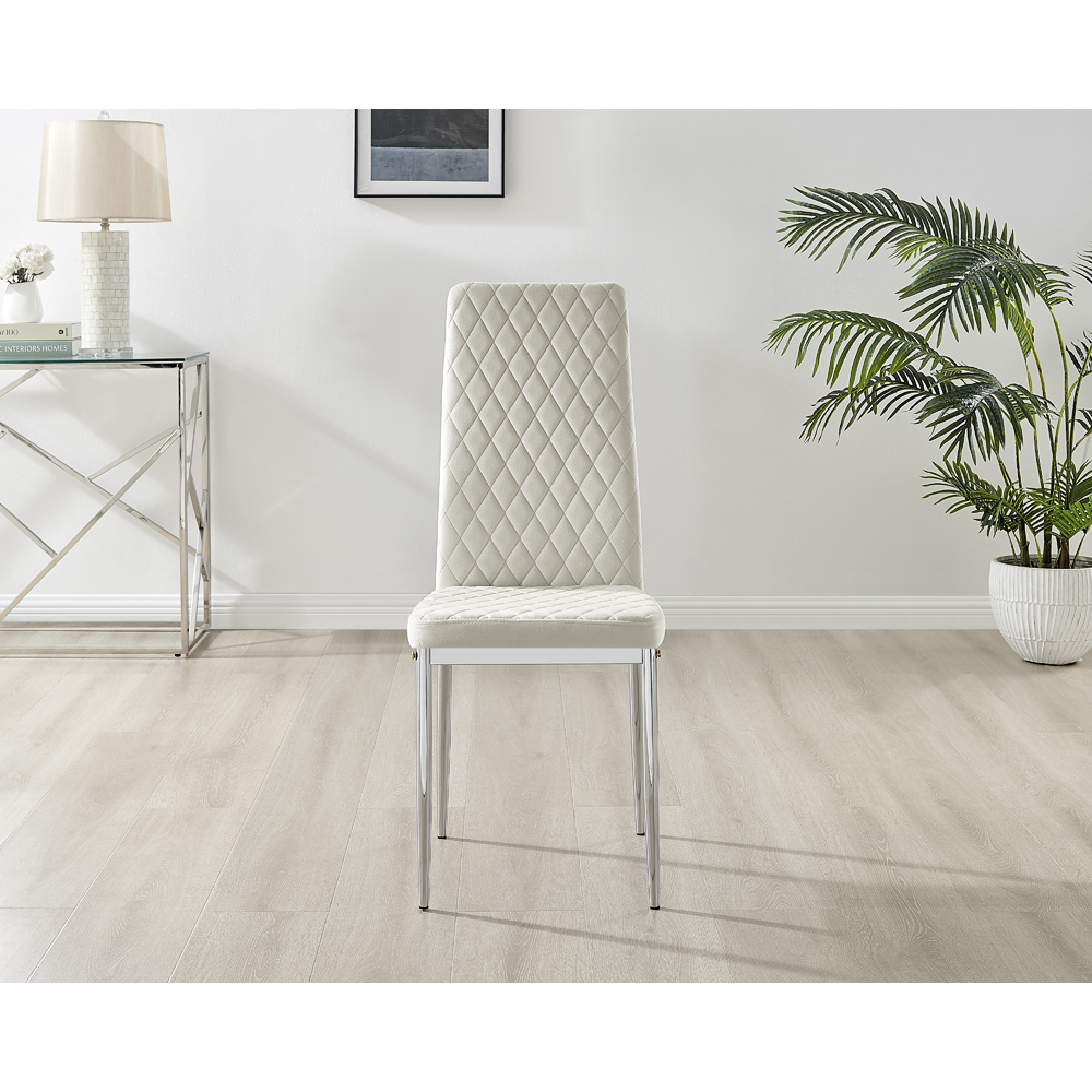 Furniturebox Valera Set of 4 Cream and Silver Velvet Dining Chair Image 3