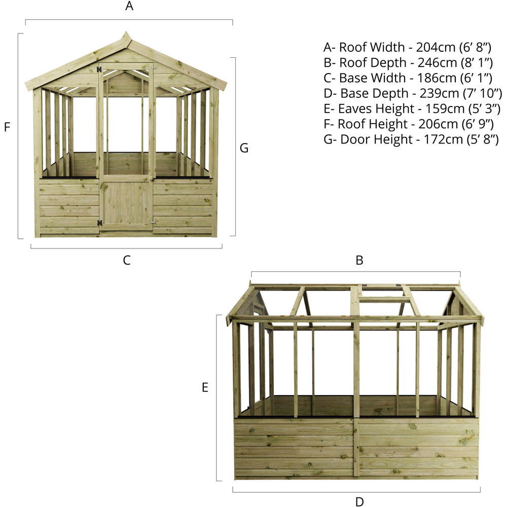 Mercia Wooden 8 x 6ft Traditional Greenhouse Image 9