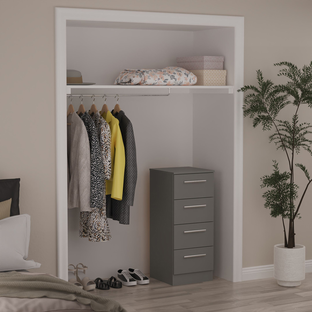 Crowndale Contrast 4 Drawer Dusk Grey Bedside Cabinet Ready Assembled Image 7