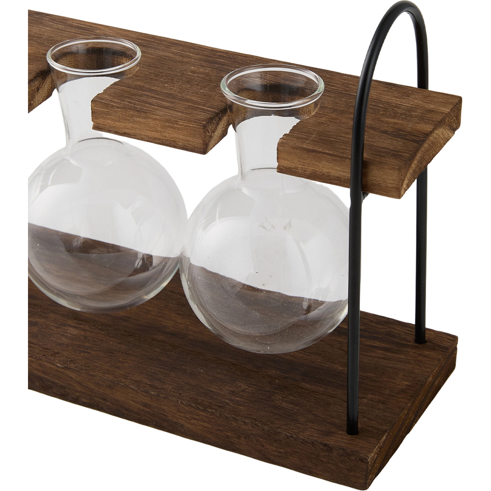 Living and Home 3 Piece Bulb Vase Set with Pine Wood Stand Image 5