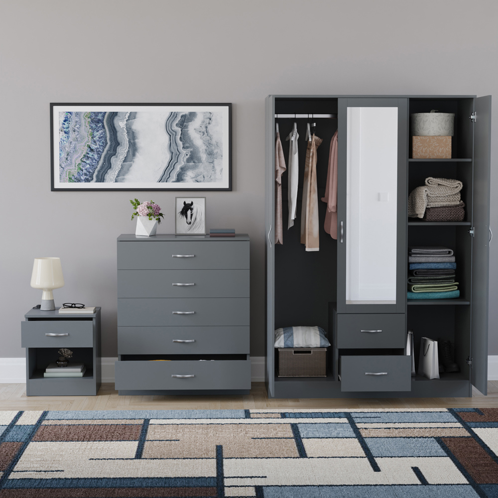 VIDA DESIGNS Riano Grey 3 Piece Bedroom Furniture Set Image 3