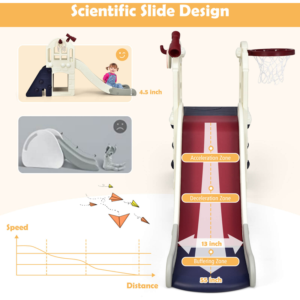 Costway 6-in-1 Toddler Blue Climber Slide Playset Image 6