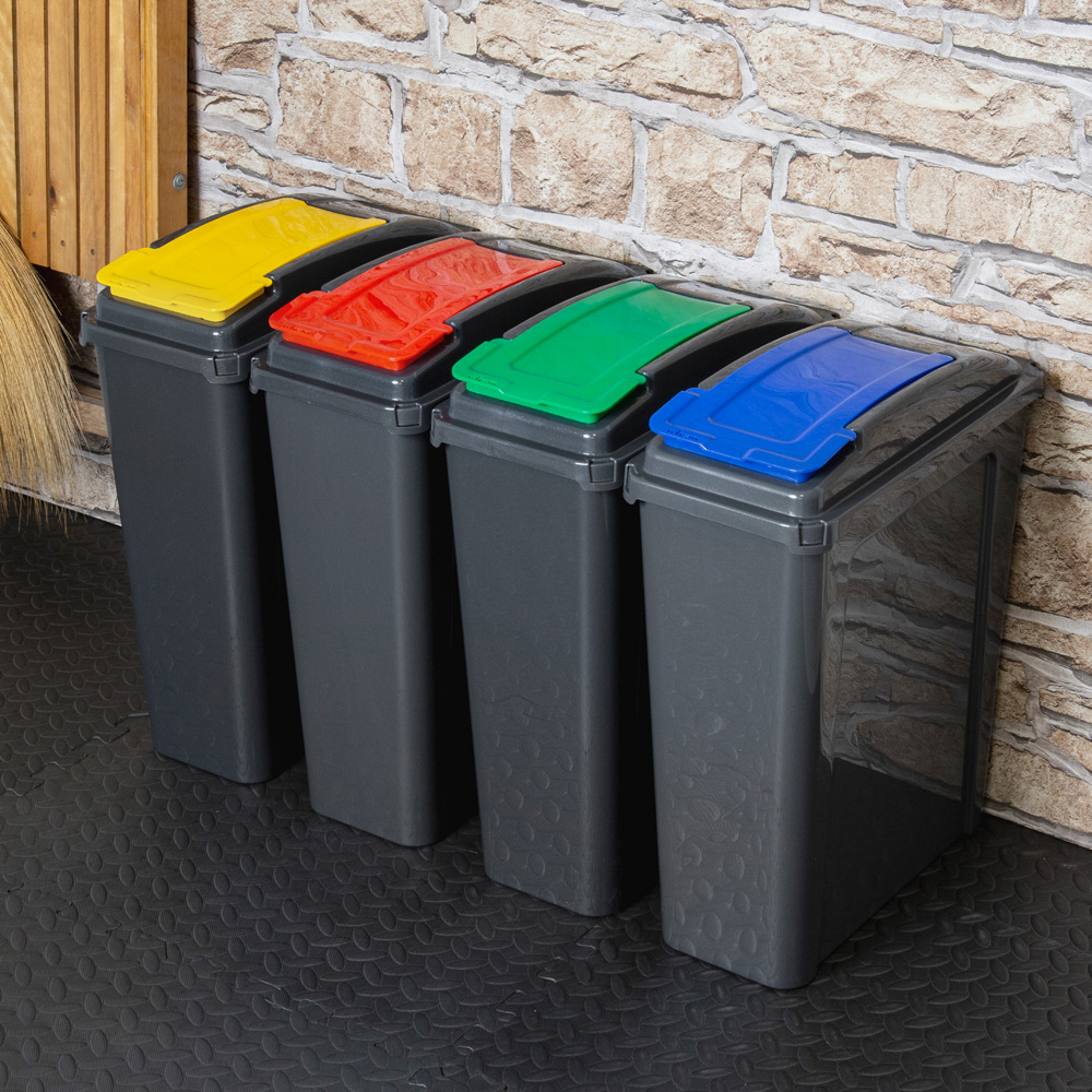 Wham Slimline Recycle Bin with Lid 25L 4 Pack Image 2