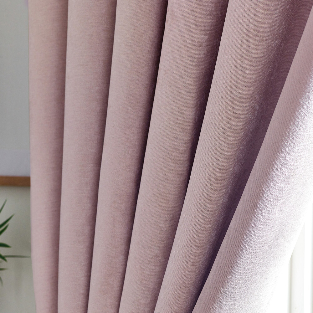 Alan Symonds Pink Chenille Blackout Ring Top Eyelet Curtains 117 x 137cm Image 3