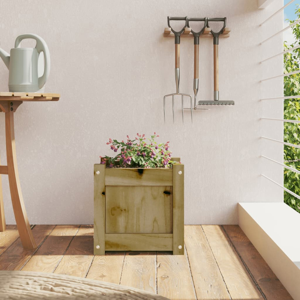 vidaXL Brown Solid Pine Wood Garden Planter 31 x 31 x 31cm Image 2
