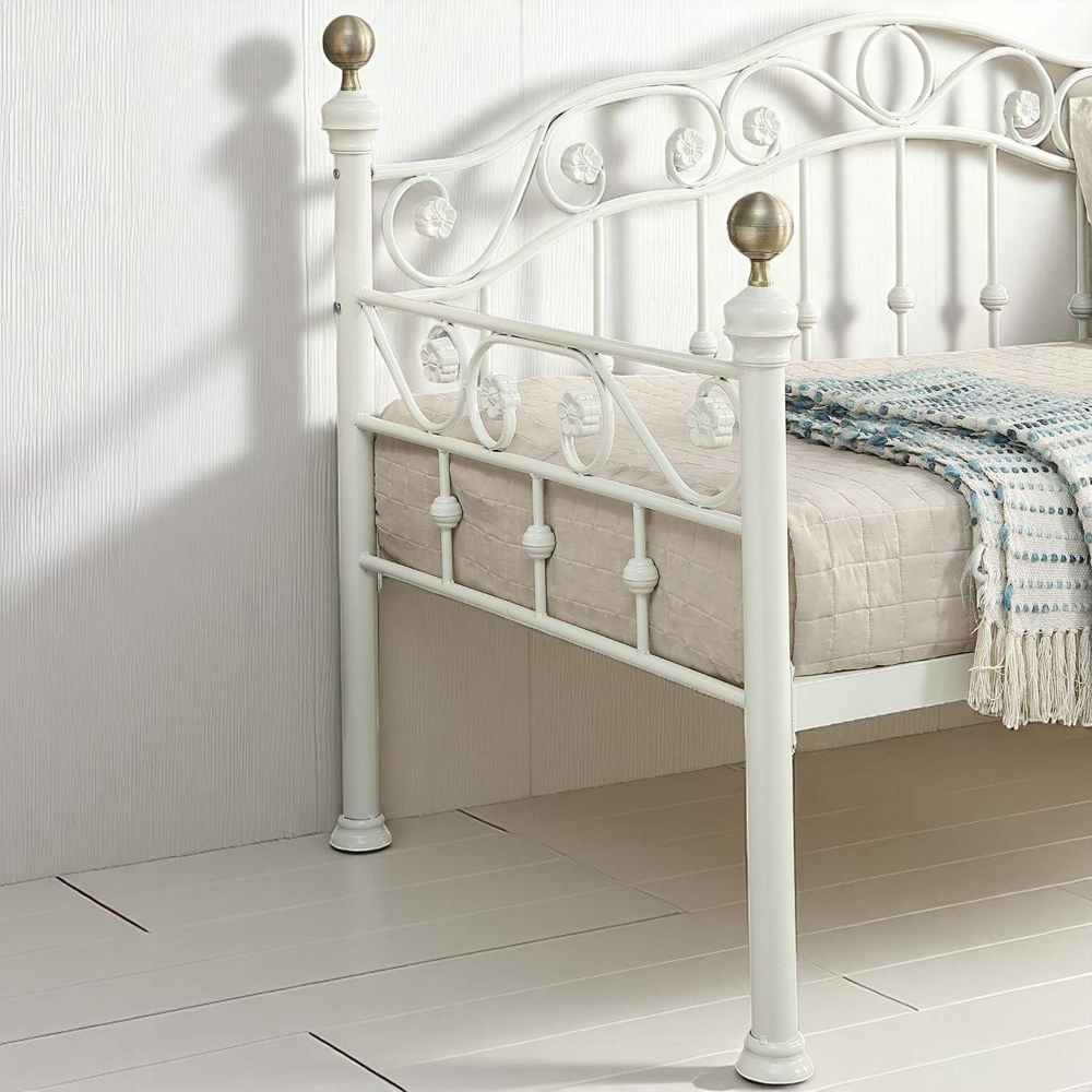 OAT Home Mayfair Single White and Brass and Black Guest Trundle Metal Day Bed Image 2