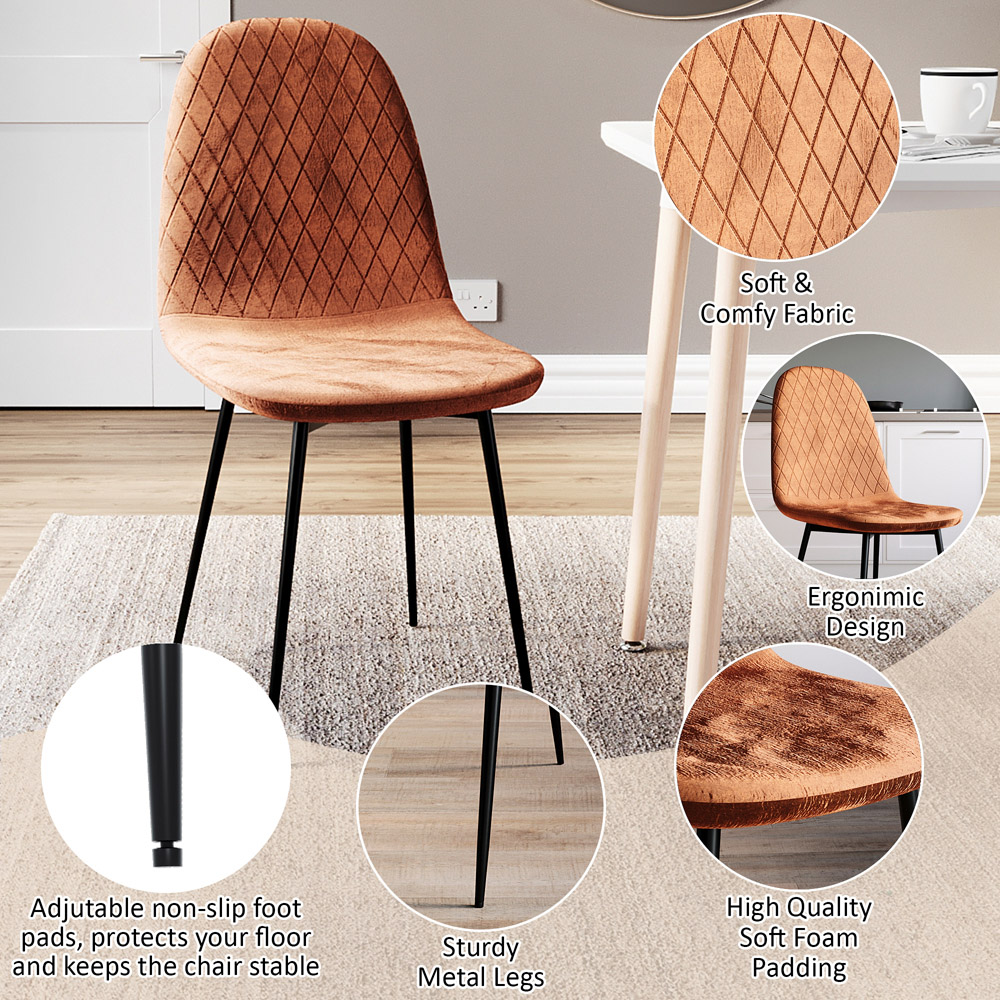 Vida Designs Luton Set of 2 Orange Dining Chairs Image 6