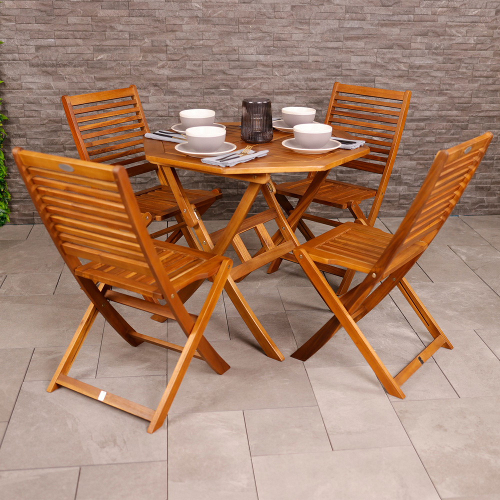 Charles Bentley 4 Seater Octagonal Wooden Dining Table Image 1