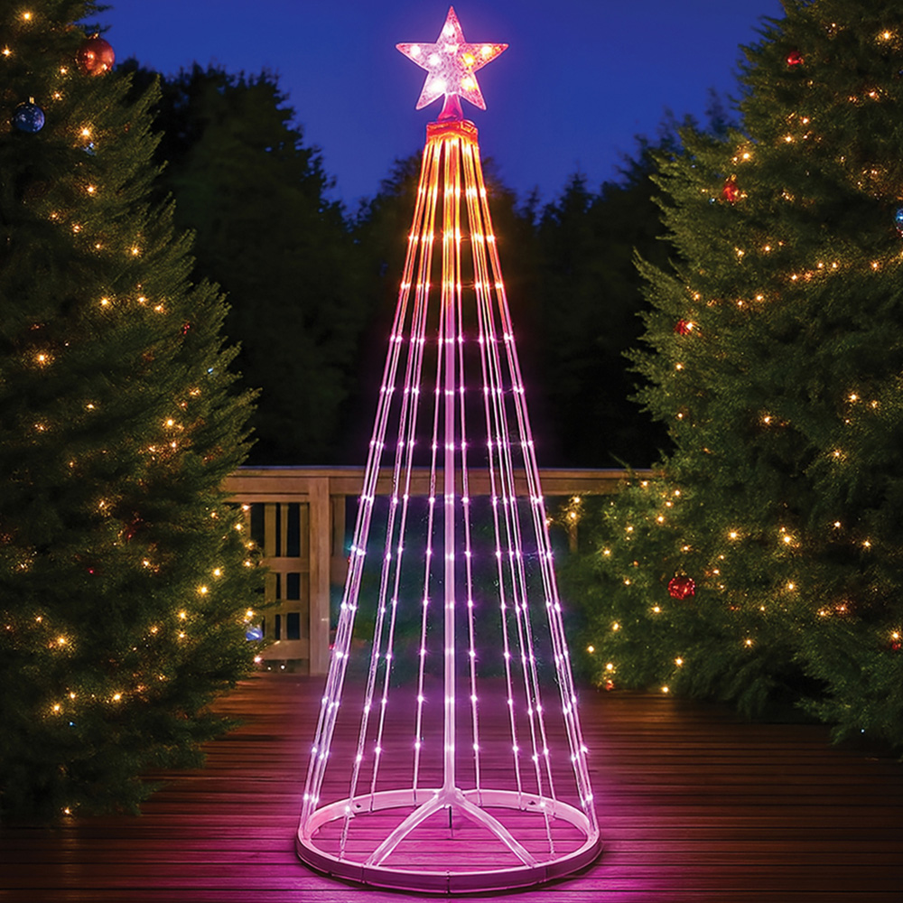 Xmas Haus 190 RGB LED Cone Shaped Light Tower with Star Topper and Remote 6ft Image 1