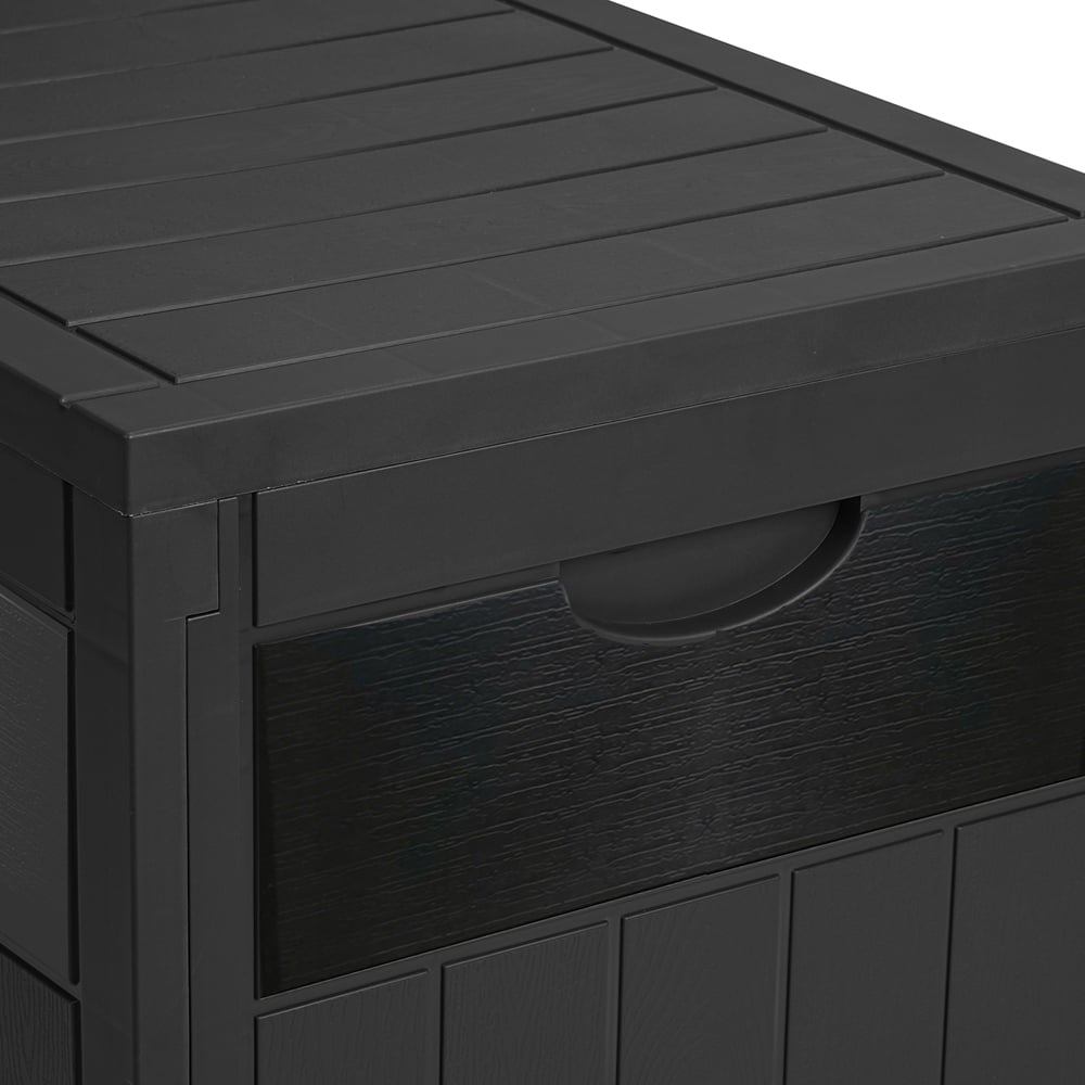 Living and Home Black Waterproof Wood-Grain Texture Storage Box 126L Image 3