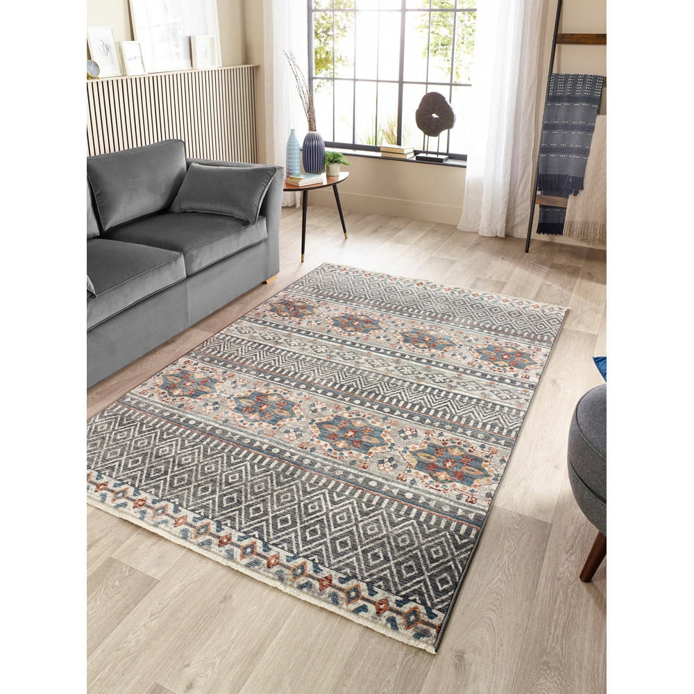 Origins Mandala Stripe Grey Rug 160 x 230cm Image 2