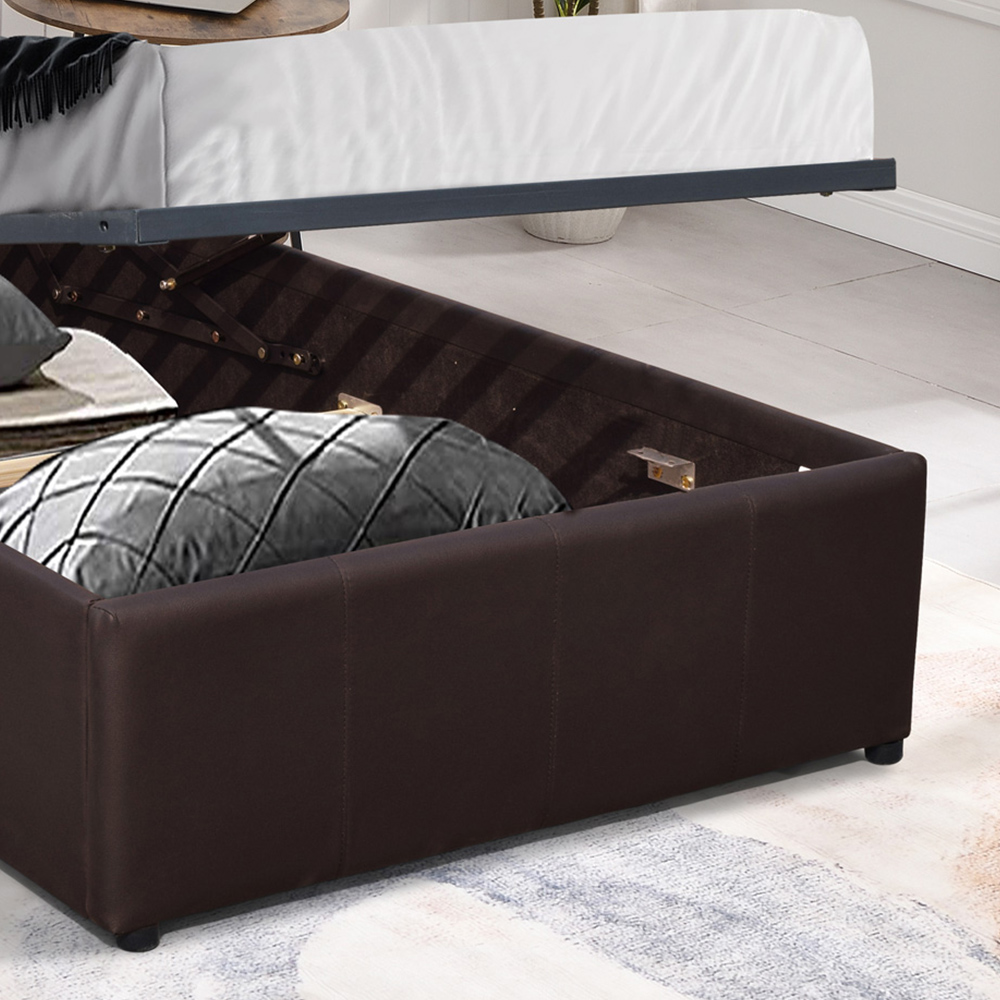 Comfy Living Small Brown Faux Leather Ottoman Bed Frame with LED Image 6