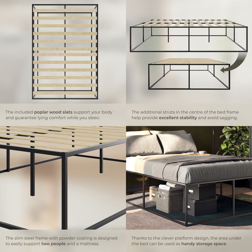 tectake Kyoto Double Steel Bed Frame Image 5