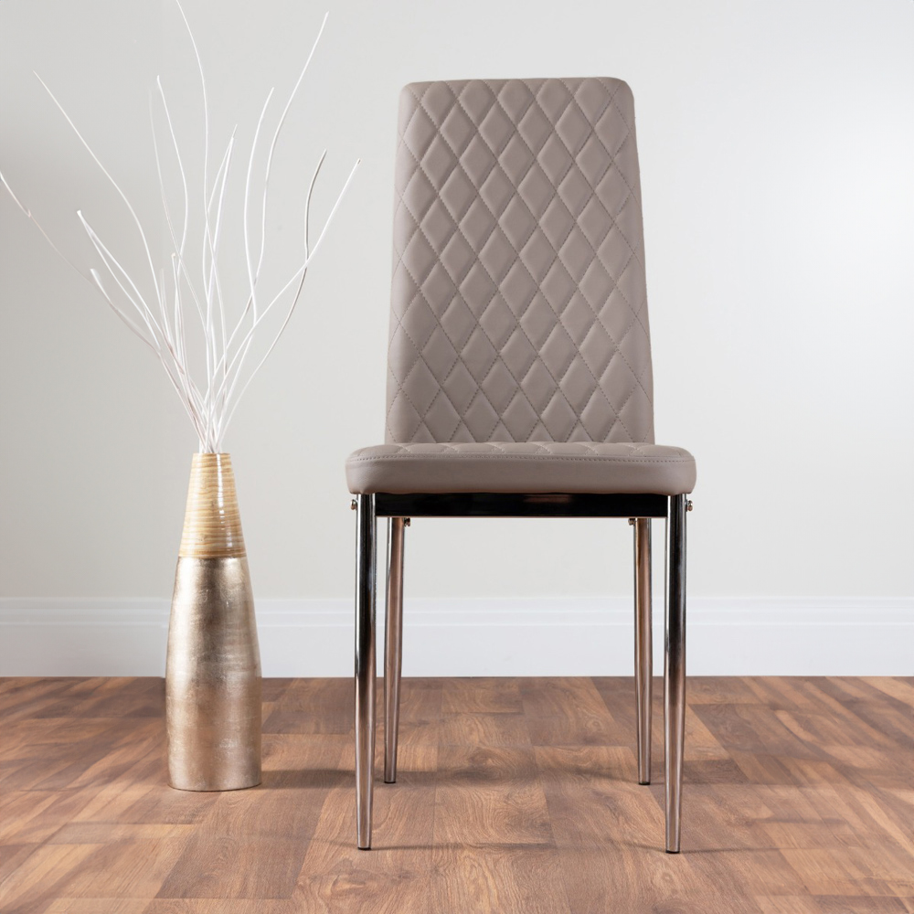 Furniturebox Valera Set of 4 Cappuccino and Chrome Faux Leather Dining Chair Image 5