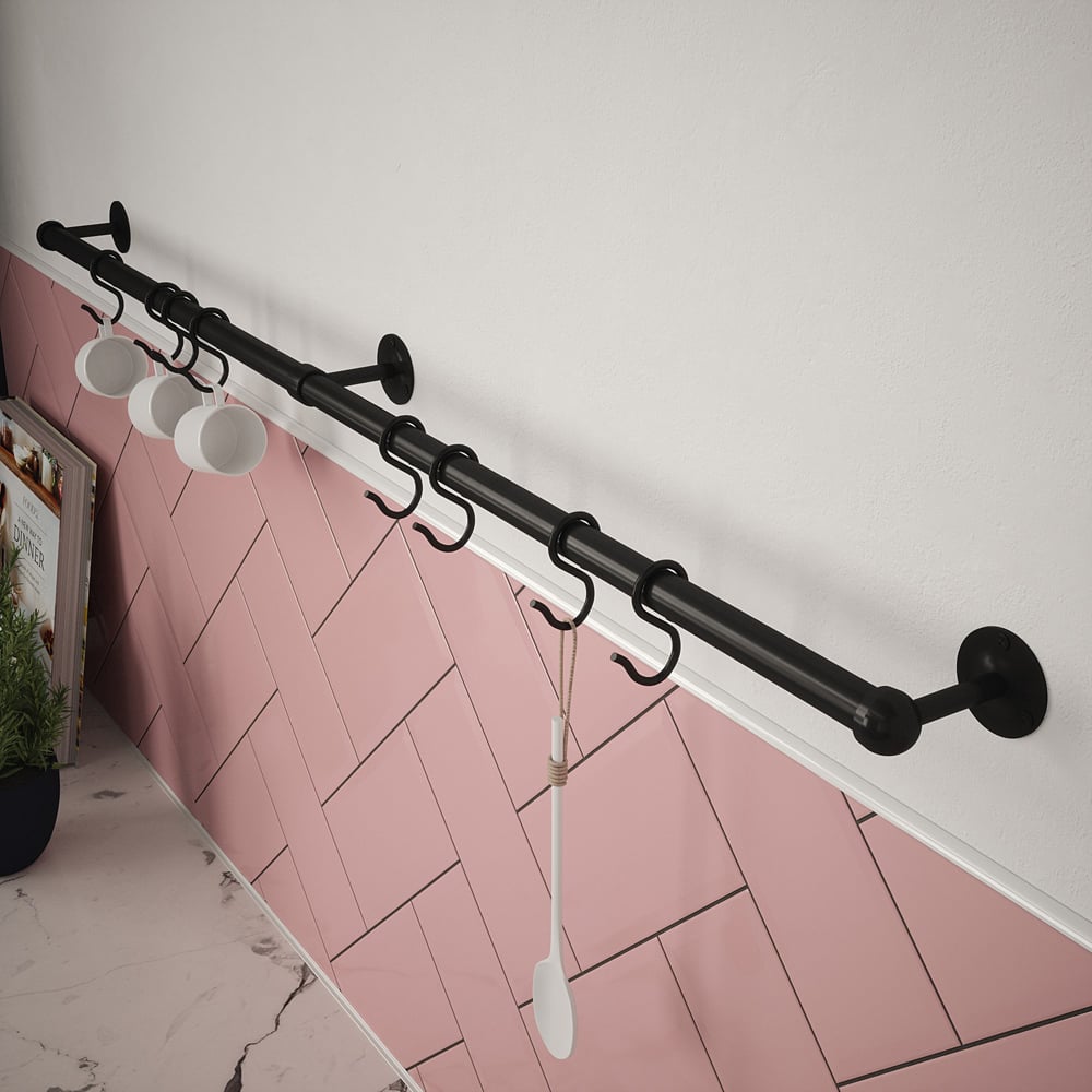 Rothley Matt Black Utensil Rail 19 x 1000mm Image 2