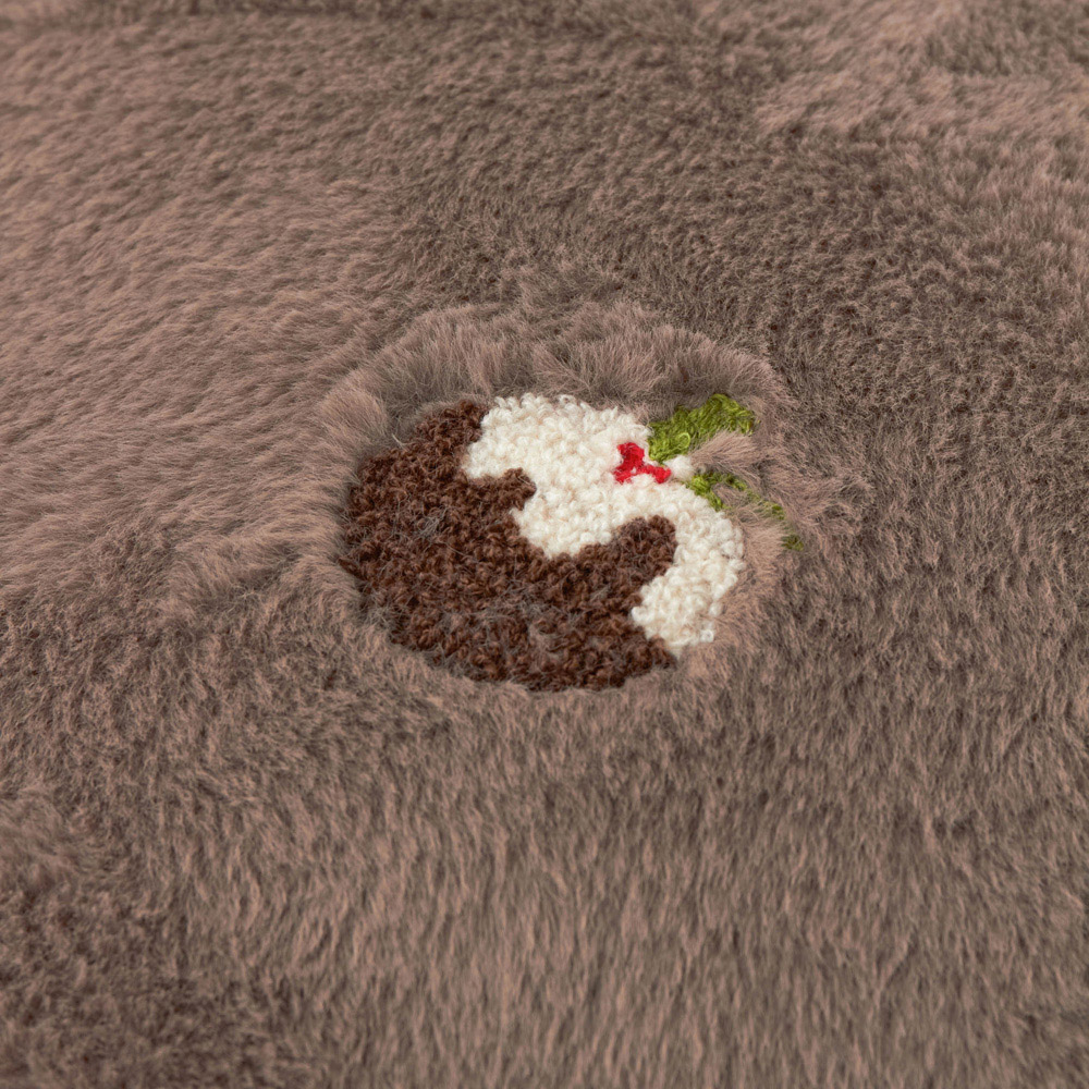 Furn Festive Puddings Mocha Faux Fur Reversible Cushion 45 x 45cm Image 4