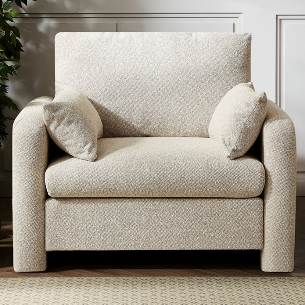 Artemis Home Shorewood Oatmeal Textured Fabric Armchair Image 1